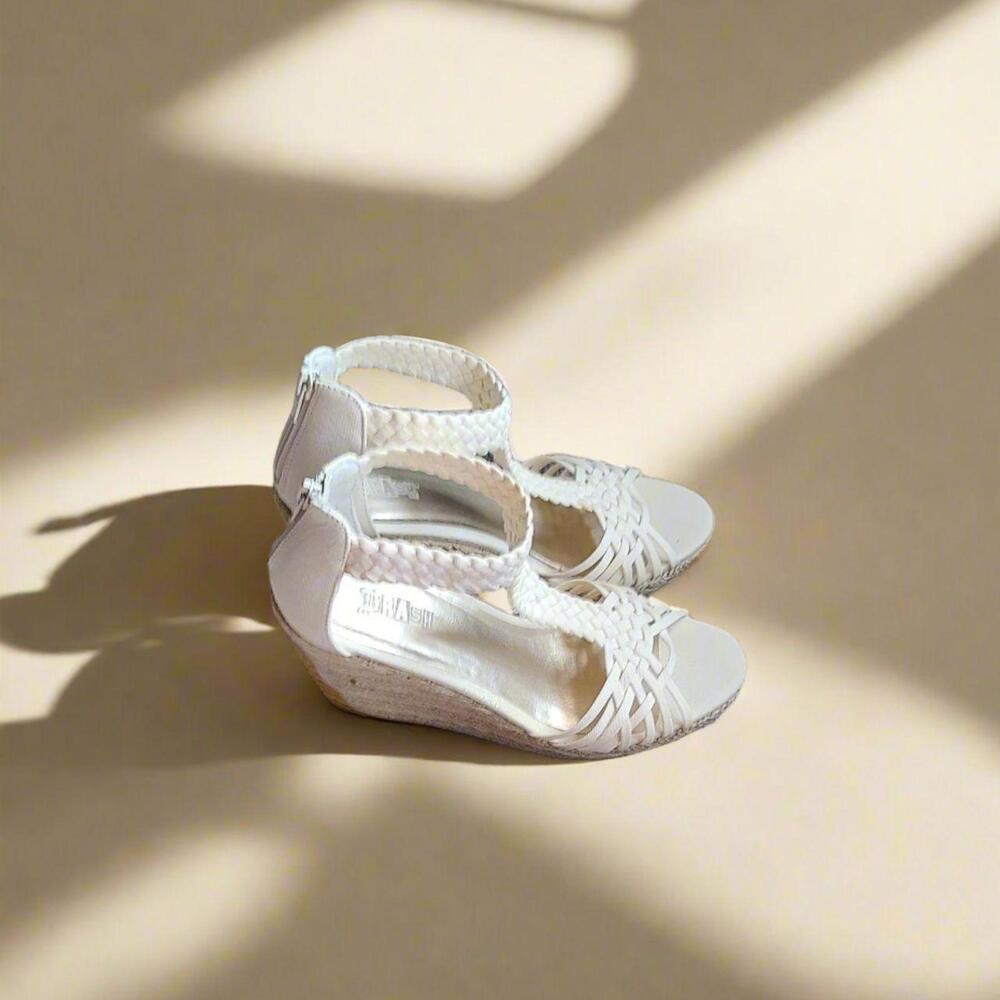 Creme Woven Wedge Heels